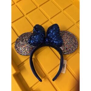 Disney Parks 2020 Minnie Mouse Ears Blue Sequin Bow Headband Sparkles Mickey